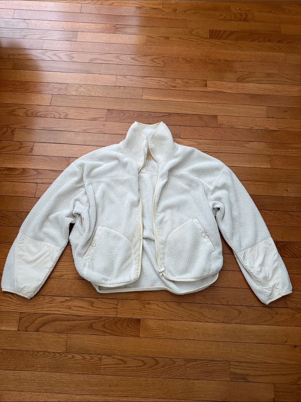 Free People Movement Cream Teddy Zip Jacket